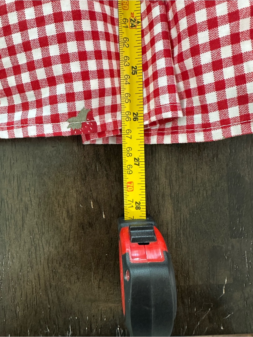 Abercrombie & Fitch Red Gingham Smocked Strap Dress with Strawberry Print - Picture 4 of 8